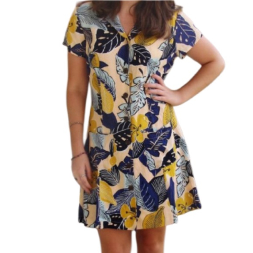 UO Silence and Noise Tropical Print Button Down Dress S - Picture 9 of 9